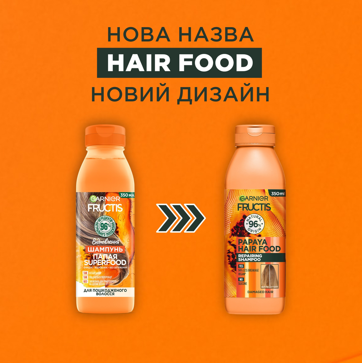 Шампунь Garnier Fructis відновлення для пошкодженого волосся папайя 350 млфото