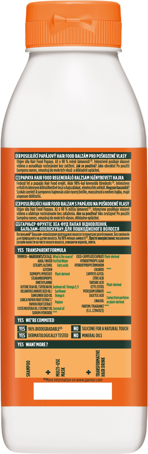 Бальзам-ополаскиватель Garnier Fructis восстановление для поврежденных волос папайя 350 мл фото