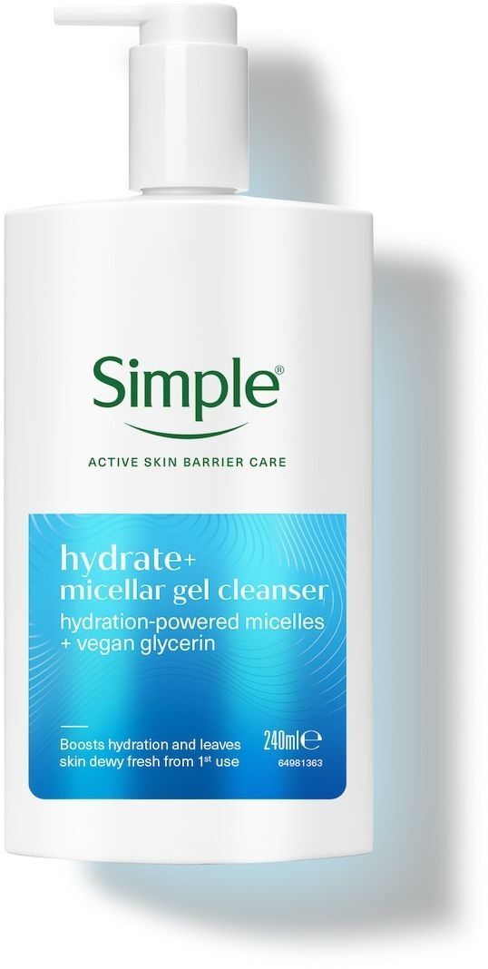 Міцелярний гель для вмивання Simple зволожуючий активний догляд 240 млфото3
