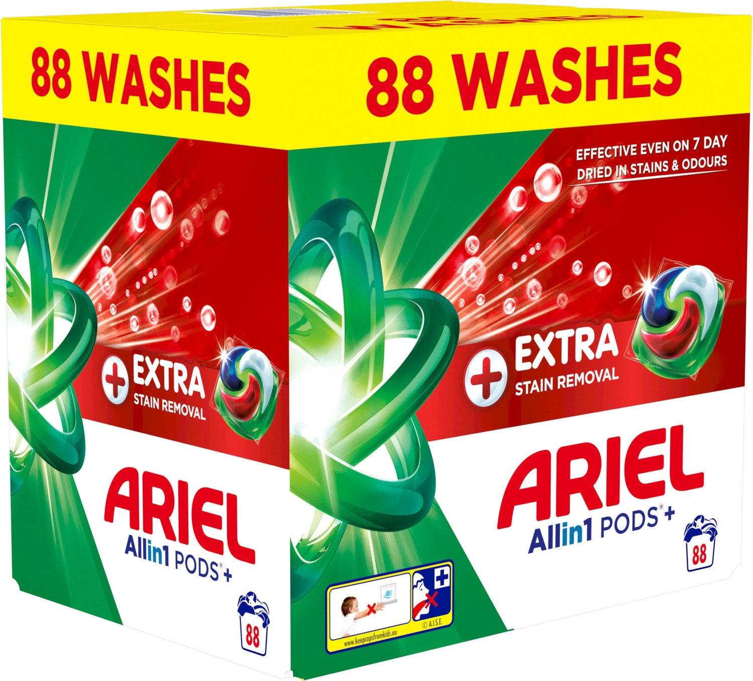 Капсулы для стирки Ariel Pods+ All-in-1 Extra Stain Removal Экстрасила пятновыводителей 88 шт фото