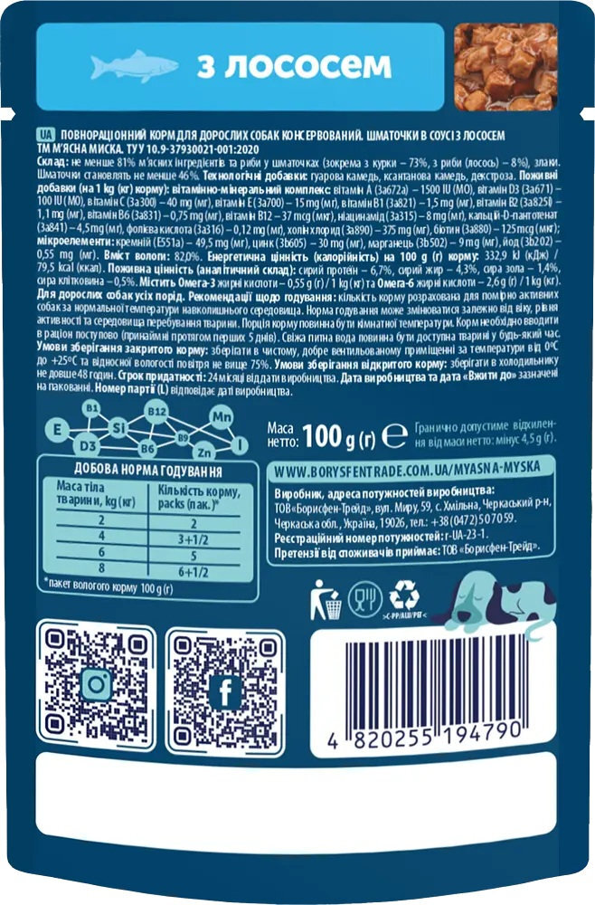 Влажный корм для собак Мясная Миска с лососем 100г фото 2