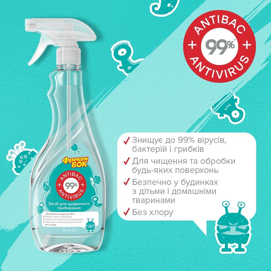 Універсальний засіб Фрекен Бок Antibac&Antivirus 99% для повсякденного прибирання 500 млфото3