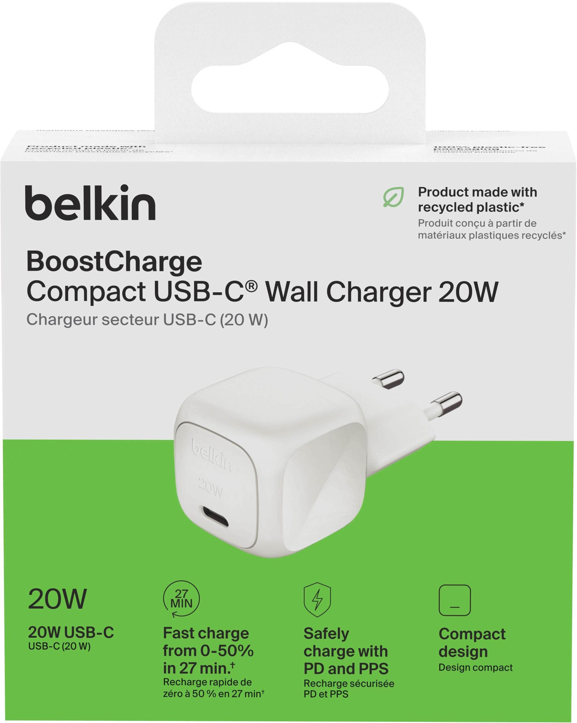 Мережевий зарядний пристрій Belkin 20Вт USB-C PD PPS, White (WCA009KQWH)фото5