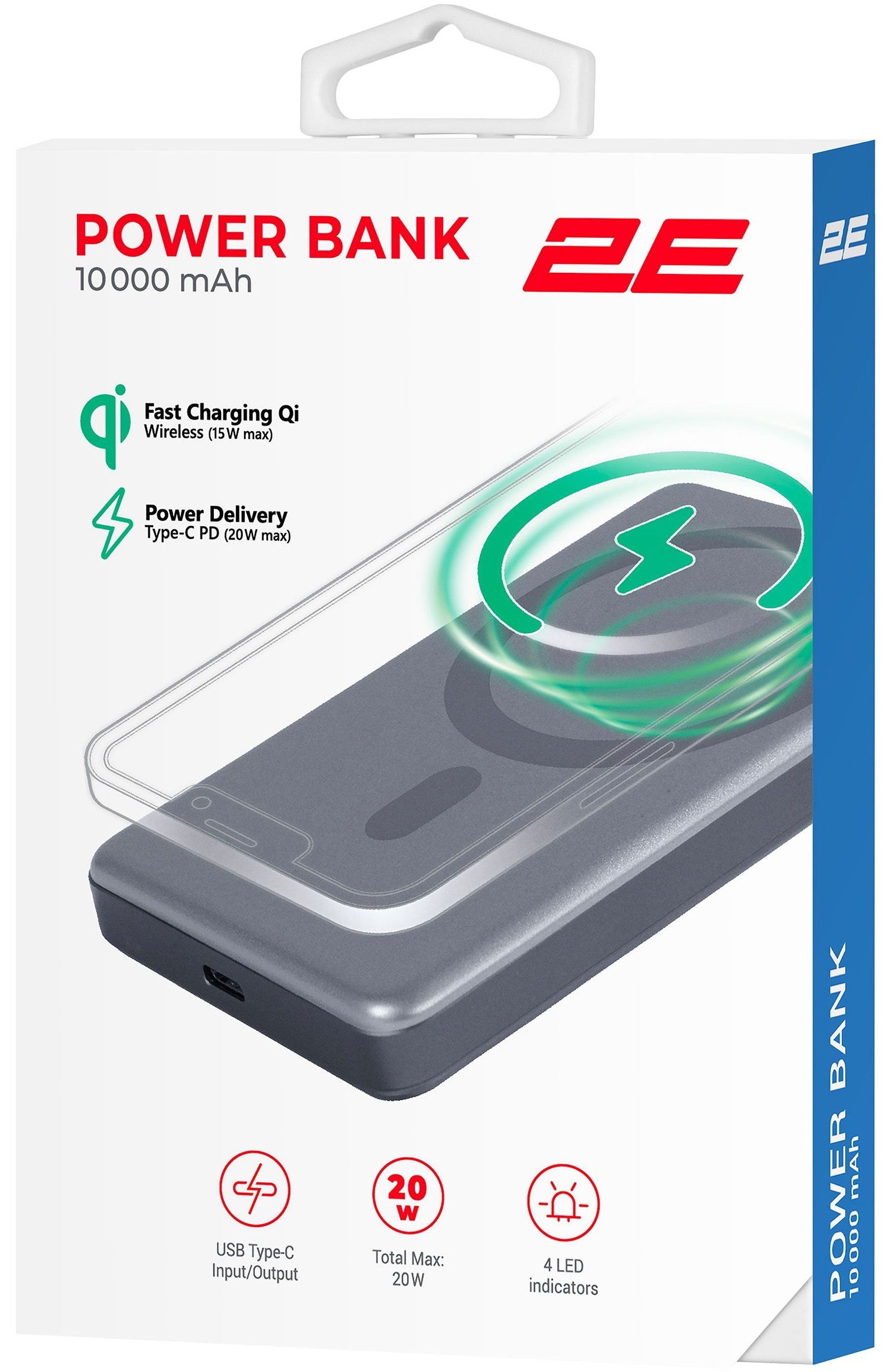 Портативний акумулятор Power Bank 2E Slim Wireless QI 10000mAh 18Вт, PD Grey (2E-PB1011-GREY)фото
