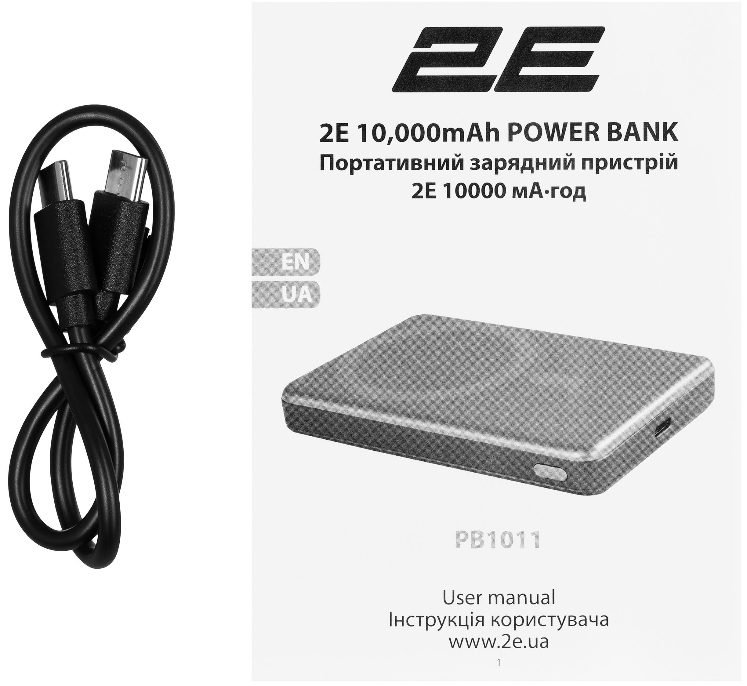 Портативний акумулятор Power Bank 2E Slim Wireless QI 10000mAh 18Вт, PD Grey (2E-PB1011-GREY)фото