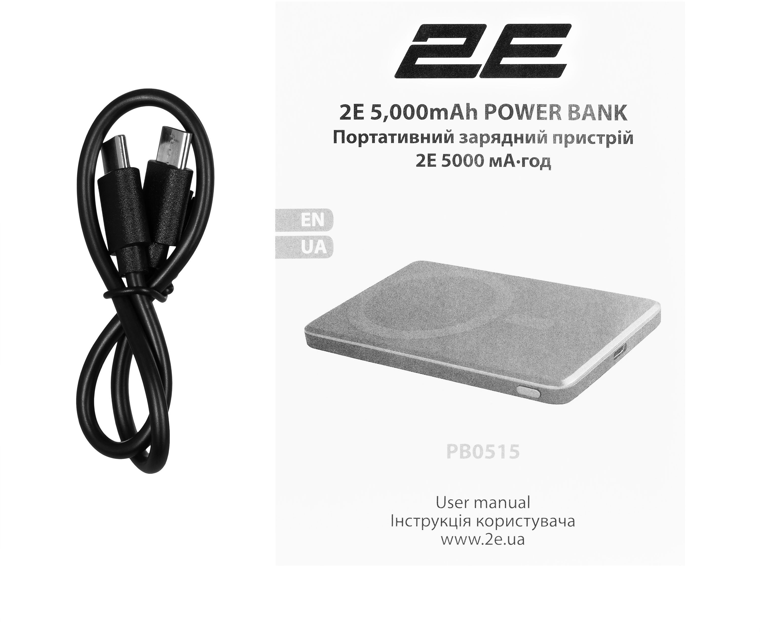 Портативний акумулятор Power Bank 2E Slim Wireless QI 5000mAh 18Вт, PD Grey (2E-PB0515-GREY)фото