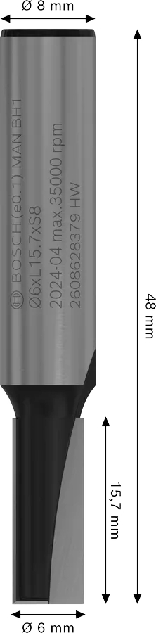 Фреза пазовая Bosch Professional с двумя лезвиями Std S8 D6 L15.7 мм (2.608.628.379) фото 2