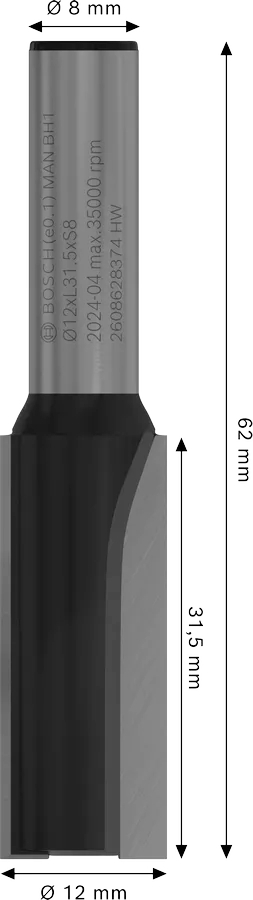 Фреза пазовая Bosch Professional с двумя лезвиями Std S8 D12 L31.5 мм (2.608.628.374) фото 2