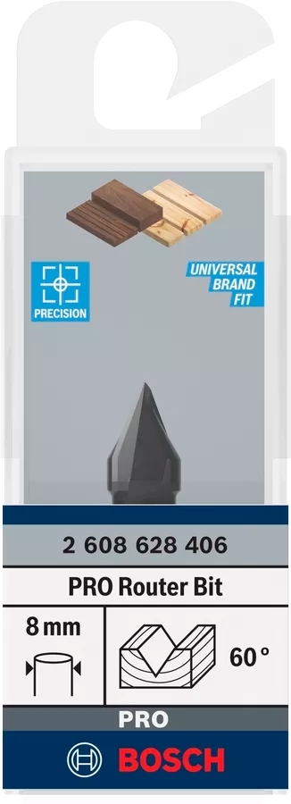 Фреза пазовая V-образная Bosch Professional V Std S8 D11 L13.7 мм, 60° (2.608.628.406) фото 3