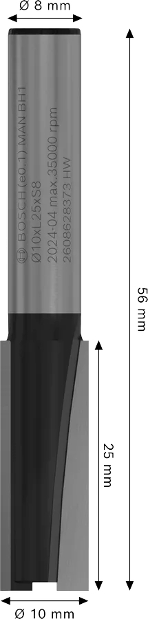 Фреза пазовая Bosch Professional с двумя лезвиями Std S8 D10 L25 мм (2.608.628.373) фото 