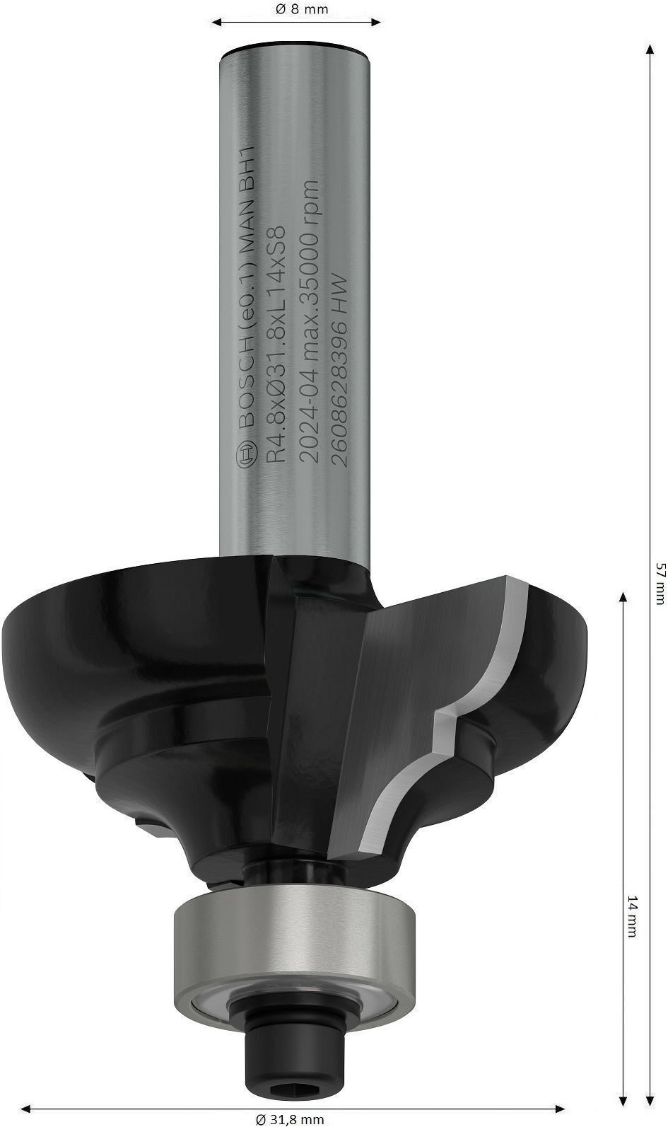 Фреза профильная Bosch Professional Std S8 R4.8 D31.8 L14 мм (2.608.628.396) фото 2