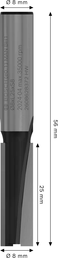 Фреза пазовая Bosch Professional с двумя лезвиями Std S8 D8 L25 мм (2.608.628.372) фото 2