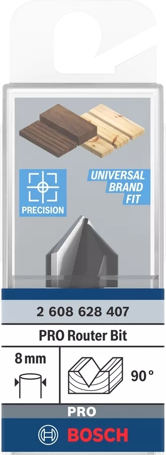 Фреза пазовая V-образная Bosch Professional V Std S8 D16 L15.7 мм, 90° (2.608.628.407) фото 