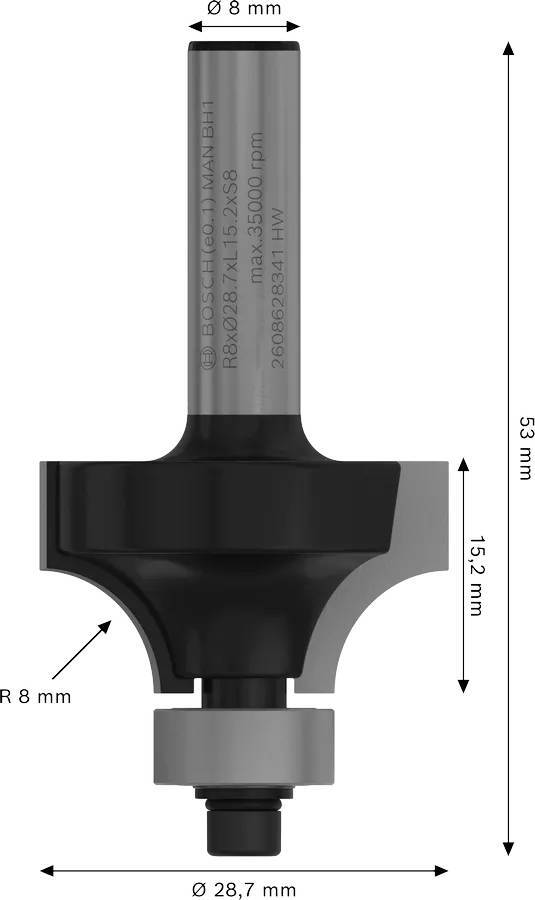 Карнизная фреза Bosch Professional Std S8 R8 D28.7 L15.2 мм (2.608.628.341) фото 2