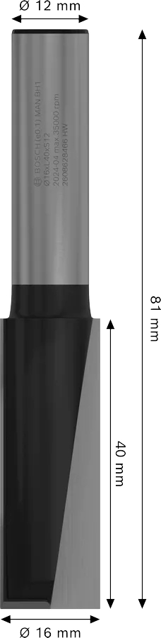 Фреза пазовая Bosch Professional с двумя лезвиями Std S8 D16 L40 мм (2.608.628.466) фото 2