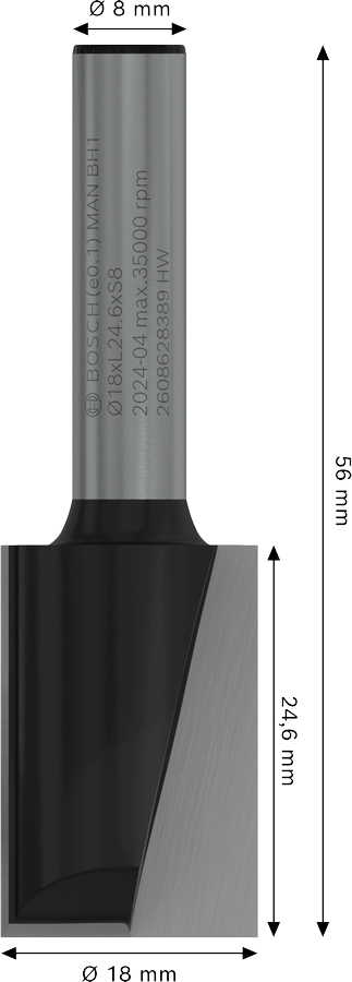 Фреза пазовая Bosch Professional с двумя лезвиями Std S8 D18 L24.6 мм (2.608.628.389) фото 2