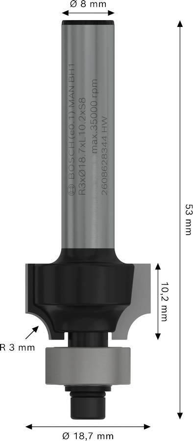 Карнизна фреза Bosch Professional Std S8 R3 D18.7 L10.2 мм (2.608.628.344)фото