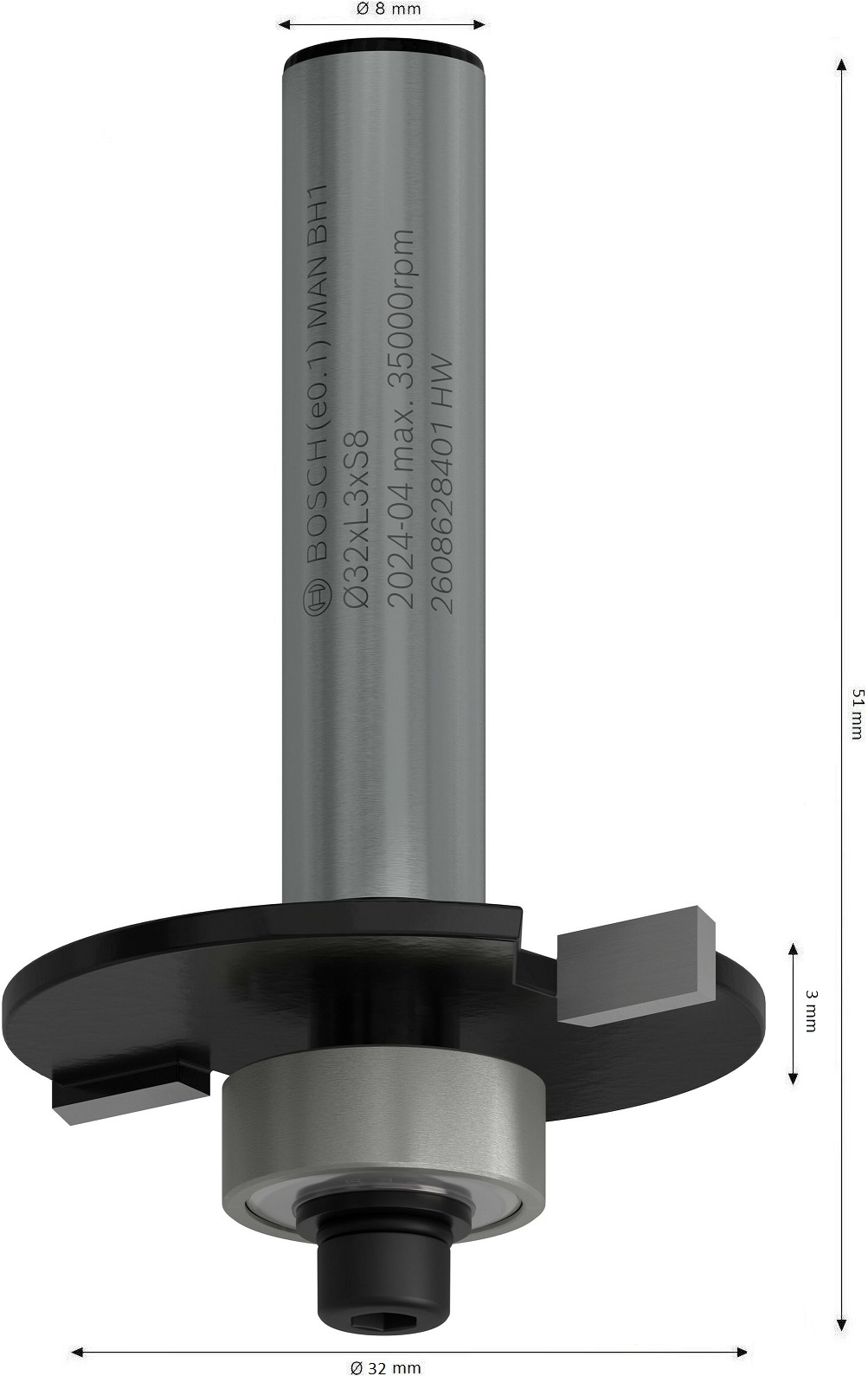 Фреза дисковая пазовая Bosch Professional Std S8 D32 L3 мм (2.608.628.401) фото 2