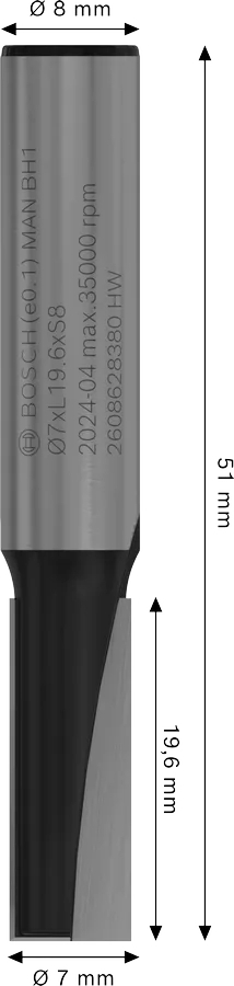 Фреза пазова Bosch Professional з двома лезами Std S8 D7 L19.6 мм (2.608.628.380)фото2