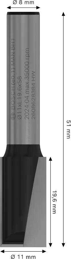 Фреза пазовая Bosch Professional с двумя лезвиями Std S8 D11 L19.6 мм (2.608.628.384) фото 2