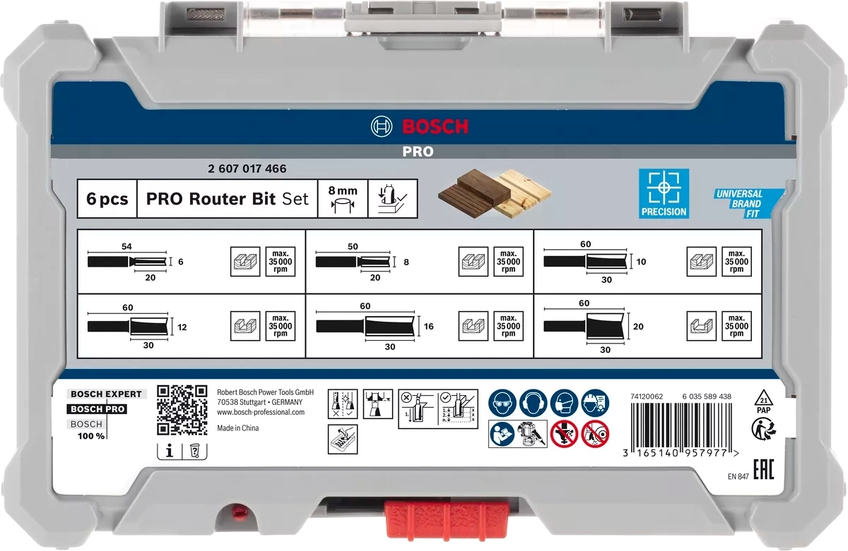 Набор пазовых фрез Bosch Professional 8мм 6шт (2.607.017.466) фото 