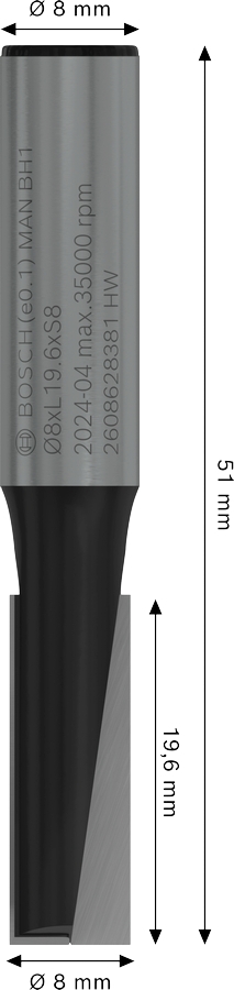 Фреза пазова Bosch Professional з двома лезами Std S8 D8 L19.6 мм (2.608.628.381)фото2