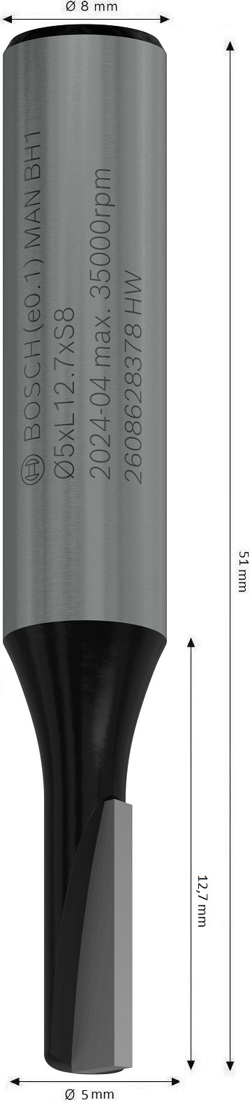 Фреза пазовая Bosch Professional с одним лезвием Std S8 D5 L12.7 мм (2.608.628.378) фото 2
