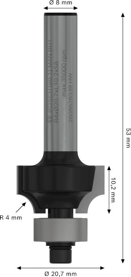 Карнизная фреза Bosch Professional Std S8 R4 D20.7 L10.5 мм (2.608.628.339) фото 