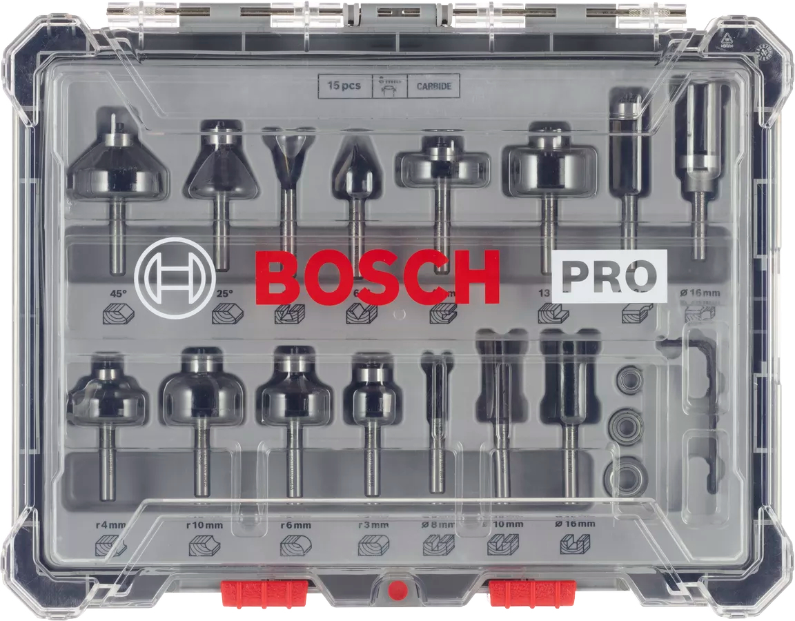 Набор комбинированных фрез Bosch Professional 6мм 15шт (2.607.017.471) фото 2
