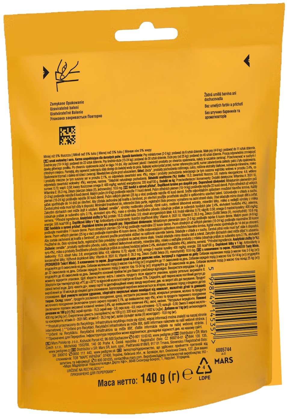 Ласощі для собак Pedigree Tasty Minis яловичина та сир 140 гфото2