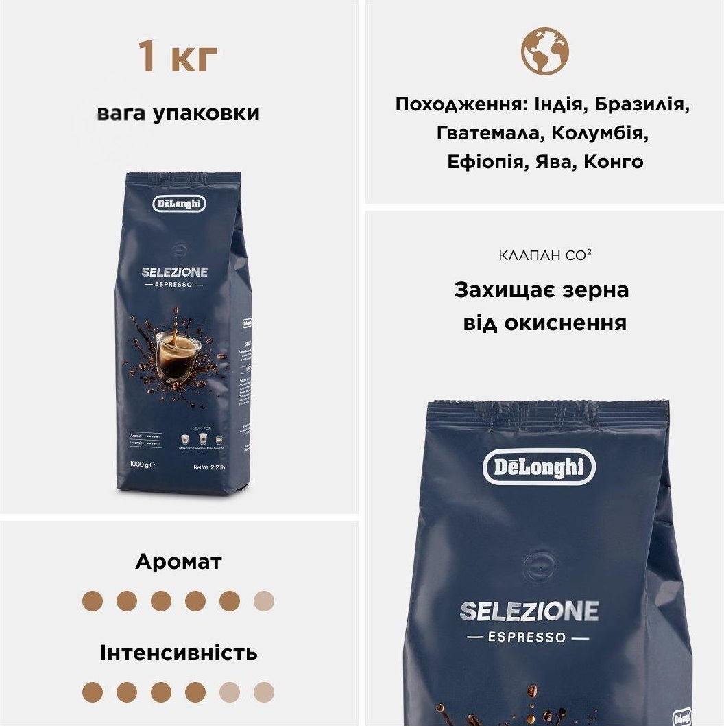 Кофе в зернах DeLonghi DLSC617 Selezione 1 кг фото 2