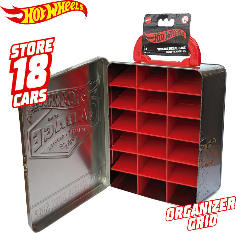 Винтажный серебристый контейнер для 18 машинок Hot Wheels (HWCC22S) фото 5