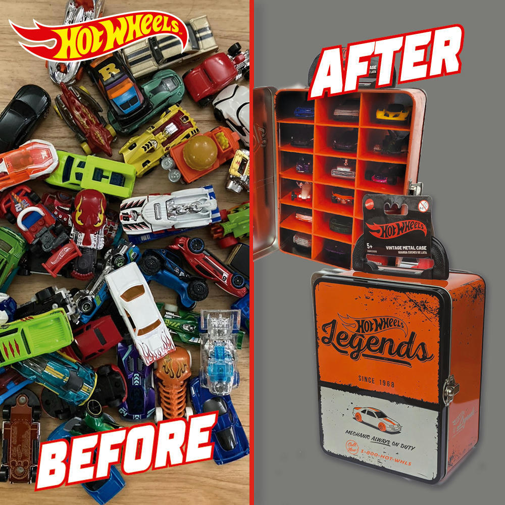 Винтажный оранжевый контейнер для 18 машинок Hot Wheels (HWCC22O) фото 7
