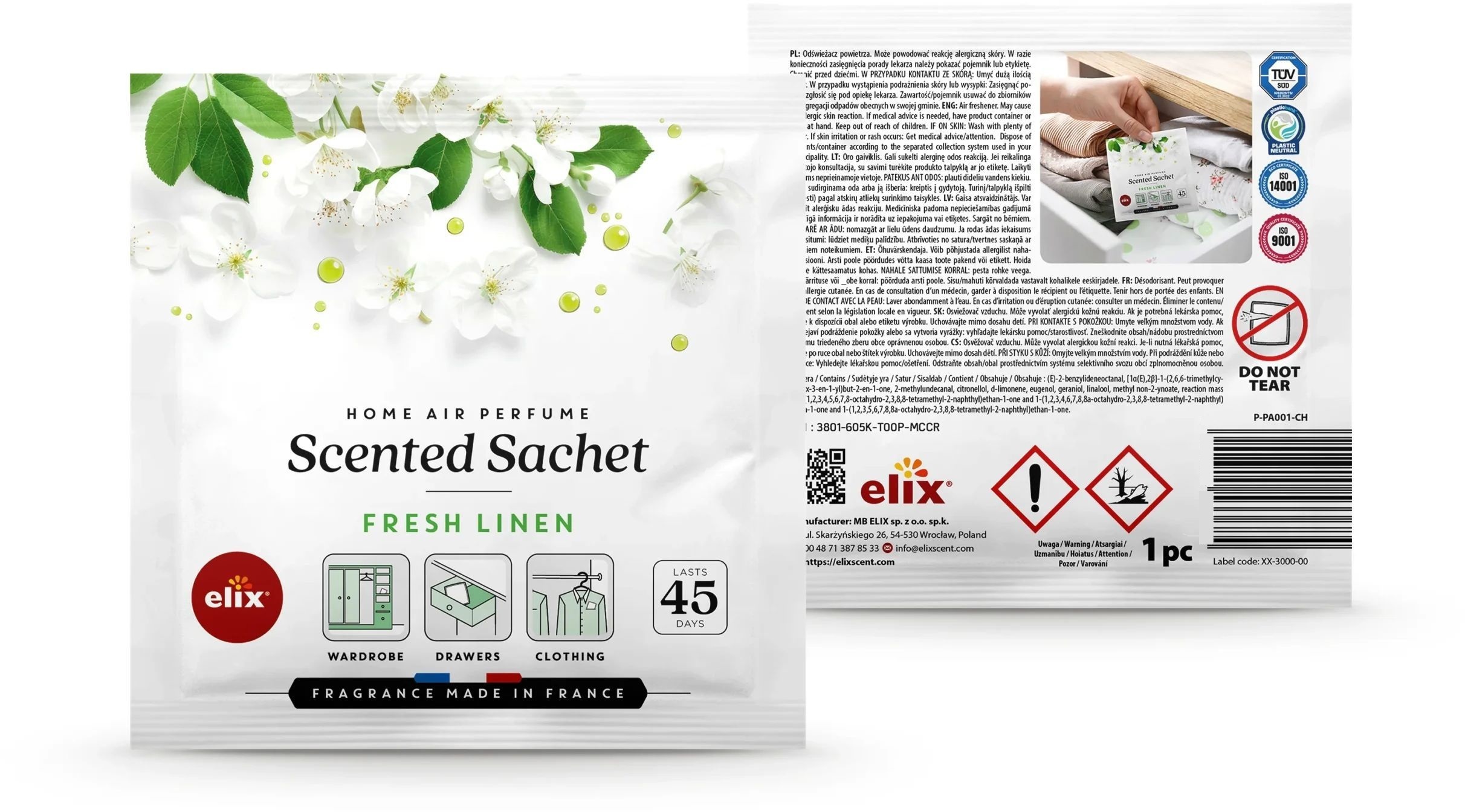 Аромасаше Elix Fresh Linen до 45 дней аромата фото2