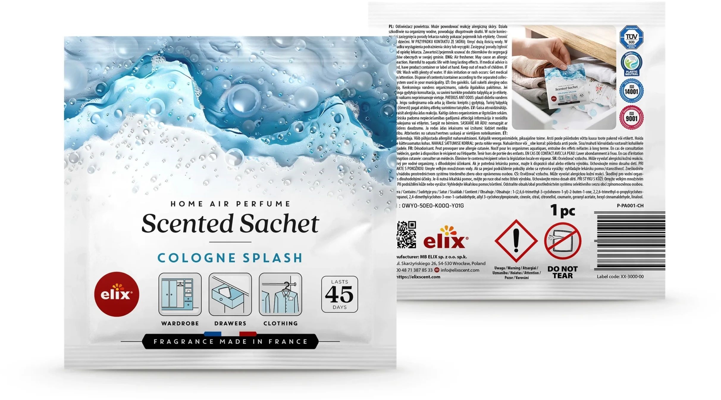 Аромасаше Elix Cologne Splash до 45 дней аромата фото2