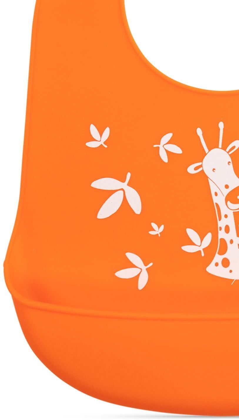 Нагрудник силиконовый BABOO, оранжевый, Safari, 4+ мес (11-006) фото 5