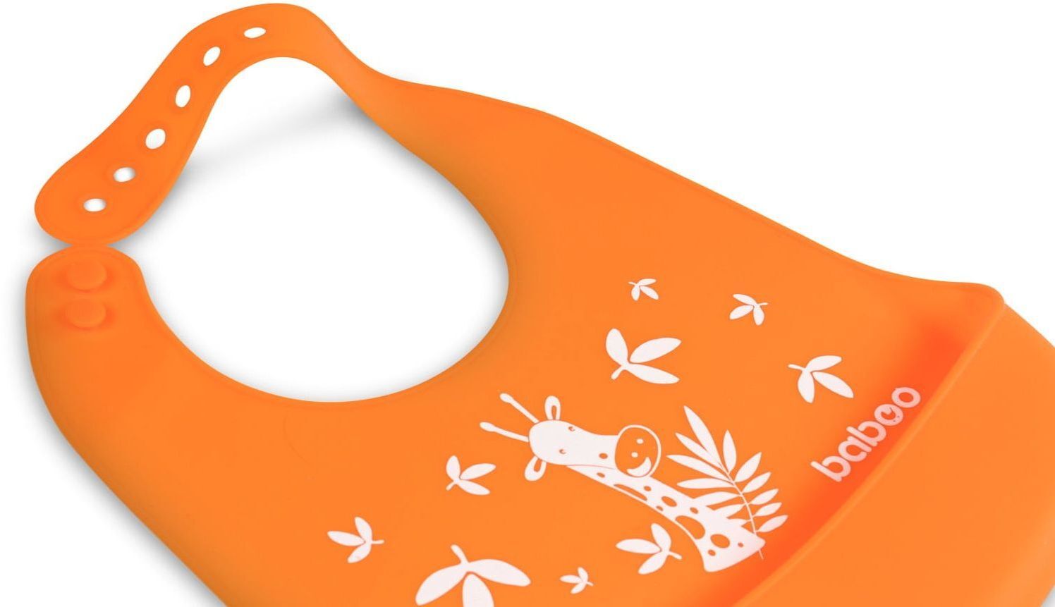 Нагрудник силиконовый BABOO, оранжевый, Safari, 4+ мес (11-006) фото 3