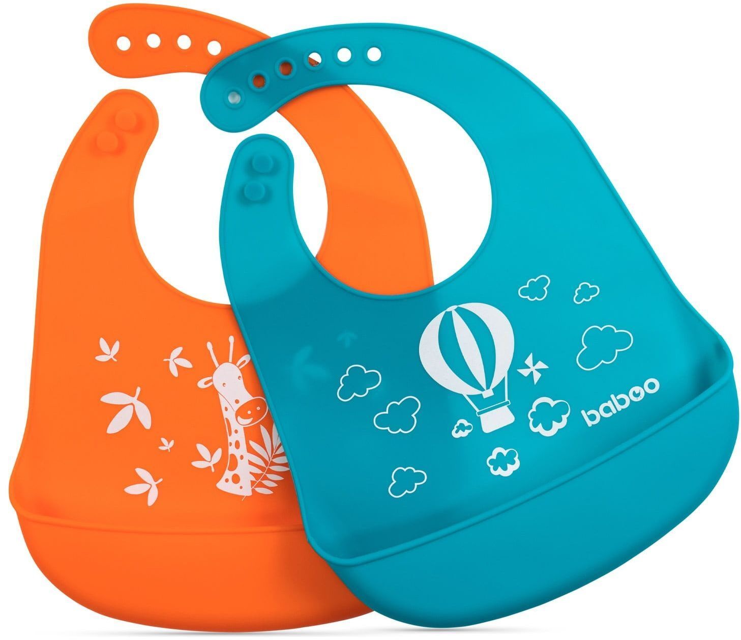 Нагрудник силиконовый BABOO, оранжевый, Safari, 4+ мес (11-006) фото 6