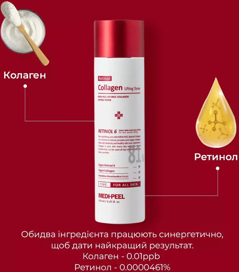 Тонер Medi-peel Retinol Collagen Lifting 150 млфото4