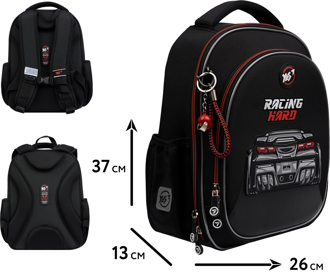 Рюкзак школьный полукаркасный YES S-109 Race Day (559881) фото 