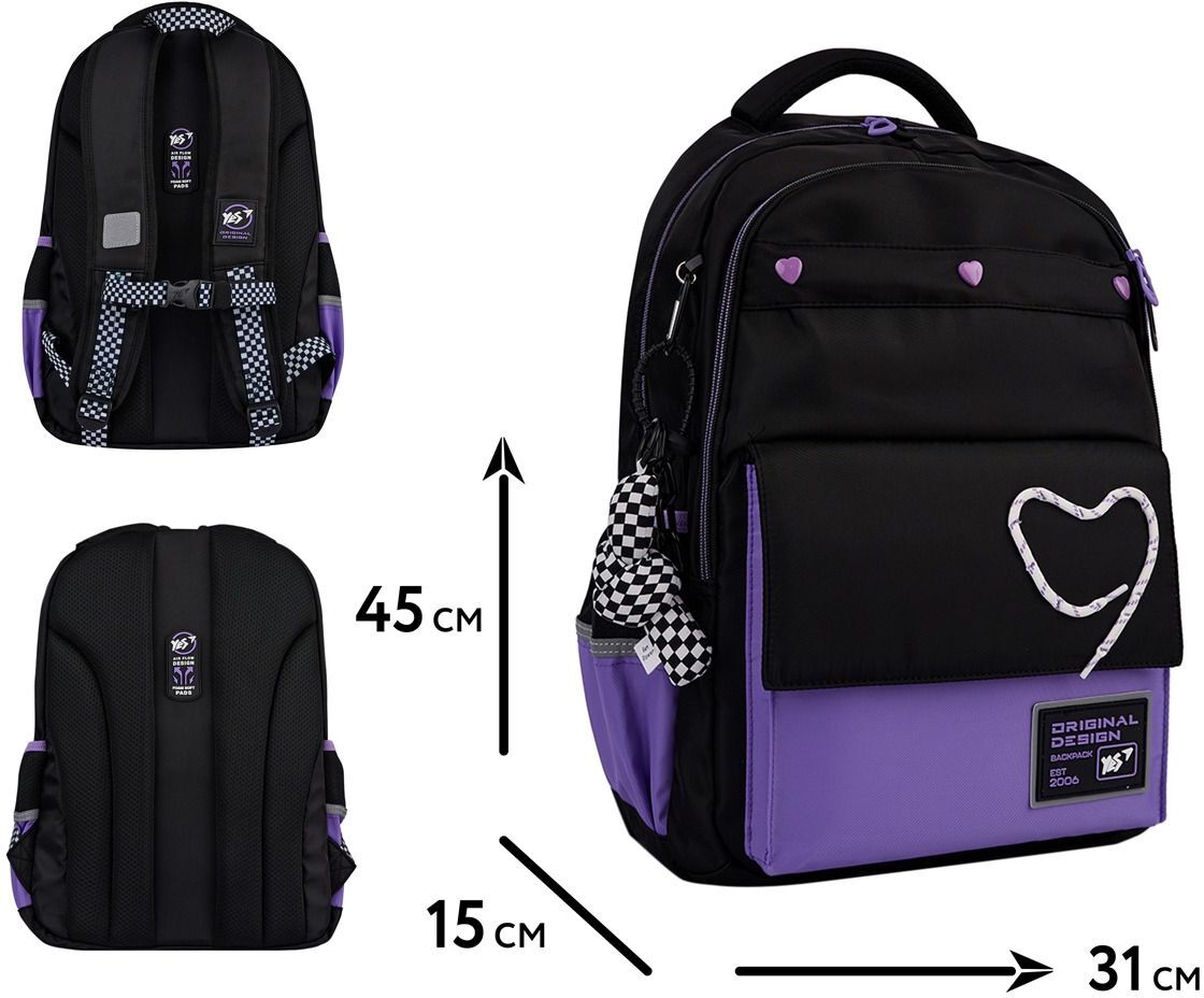 Рюкзак шкільний YES TS-48 Purple Hearts (559923)фото7