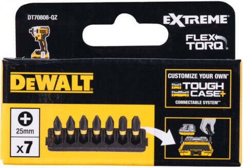 Біти DeWalt FlexTorq 25 мм Рh1 Рh2 Рh3 набір 7шт (DT70808)фото2