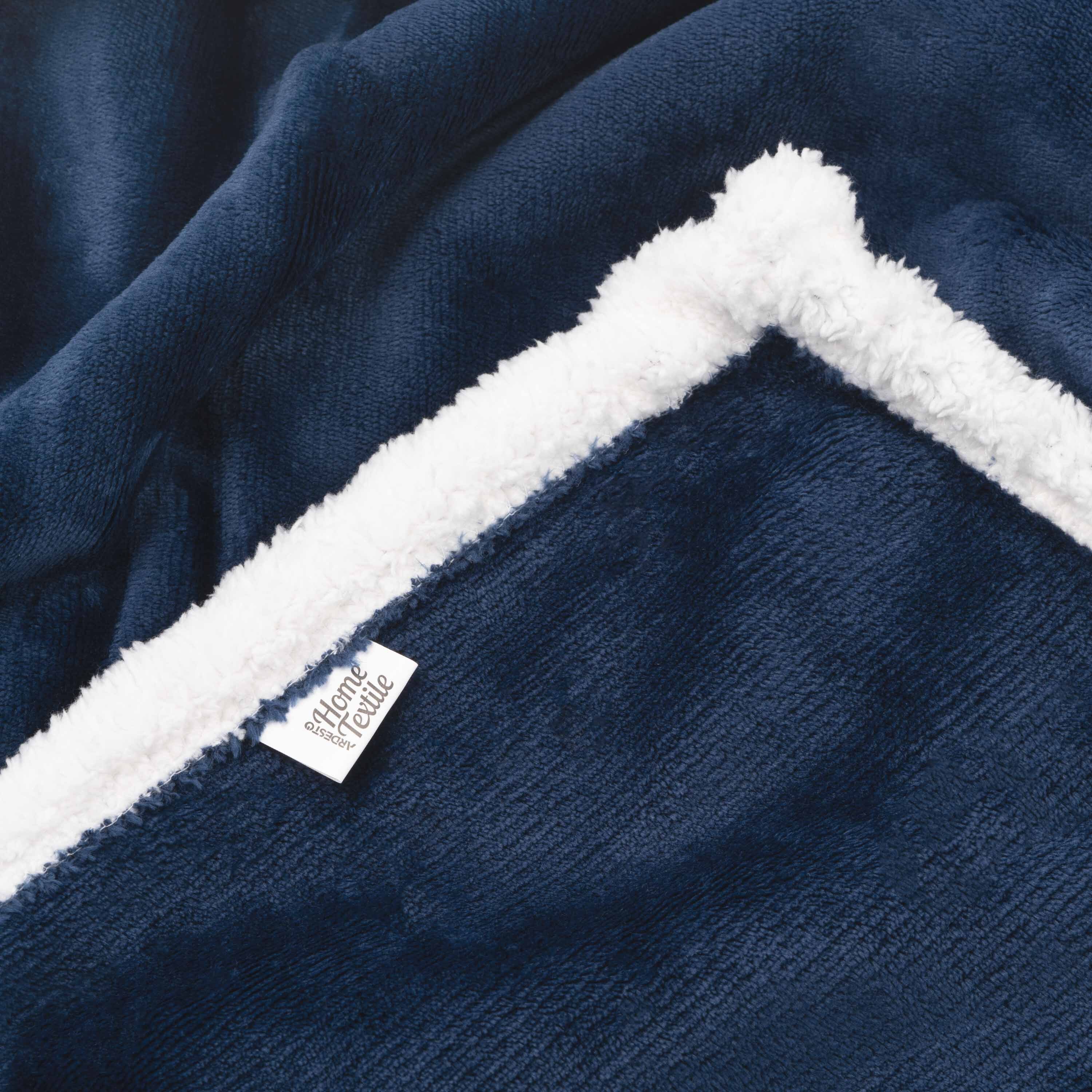 Плед ARDESTO Sherpa 160х200см, 100% синий темный (ART0204SH) фото 6