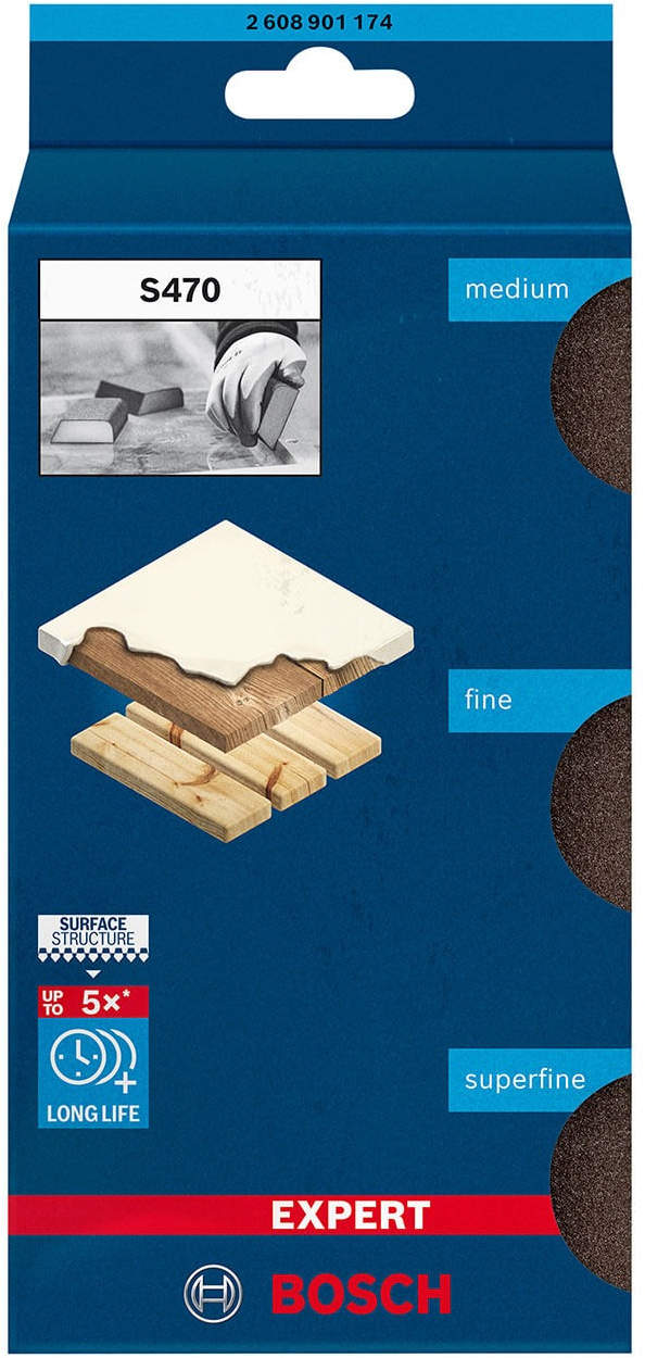 Губки шлифовальные Bosch Professional EXPERT S470 Combi 69х97х26мм 3шт (2.608.901.174) фото 