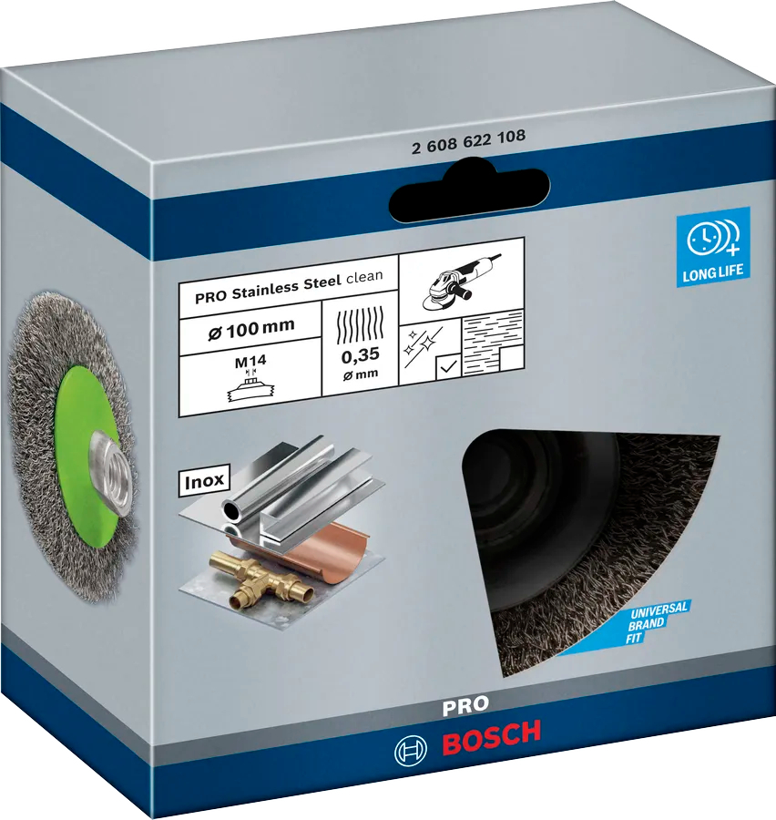 Щетка дисковая Bosch Professional нержавеющая 100мм 0.35мм M14 (2.608.622.108) фото 3