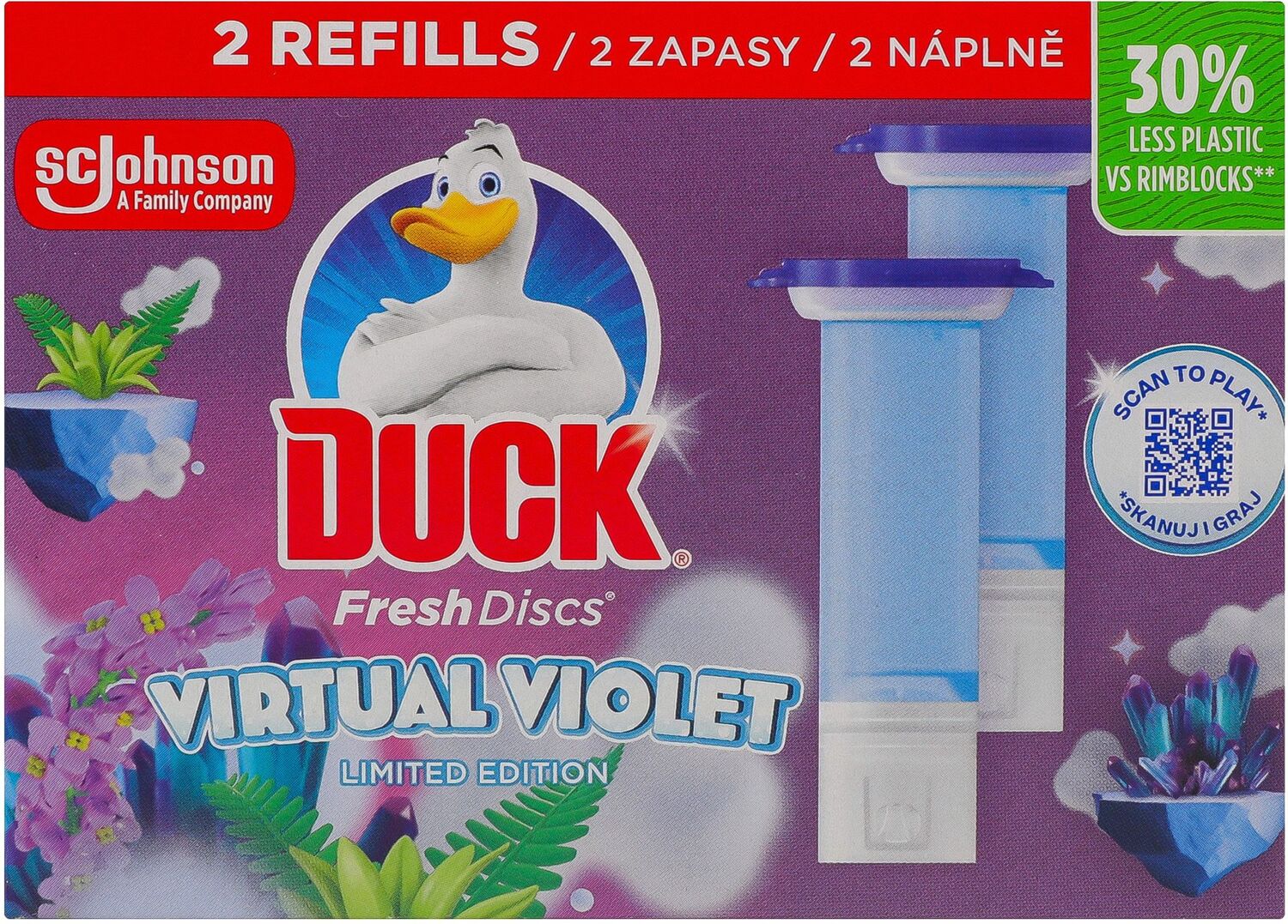 Диски чистоти для унітазу Duck Virtual Violet змінний блок 2 штфото