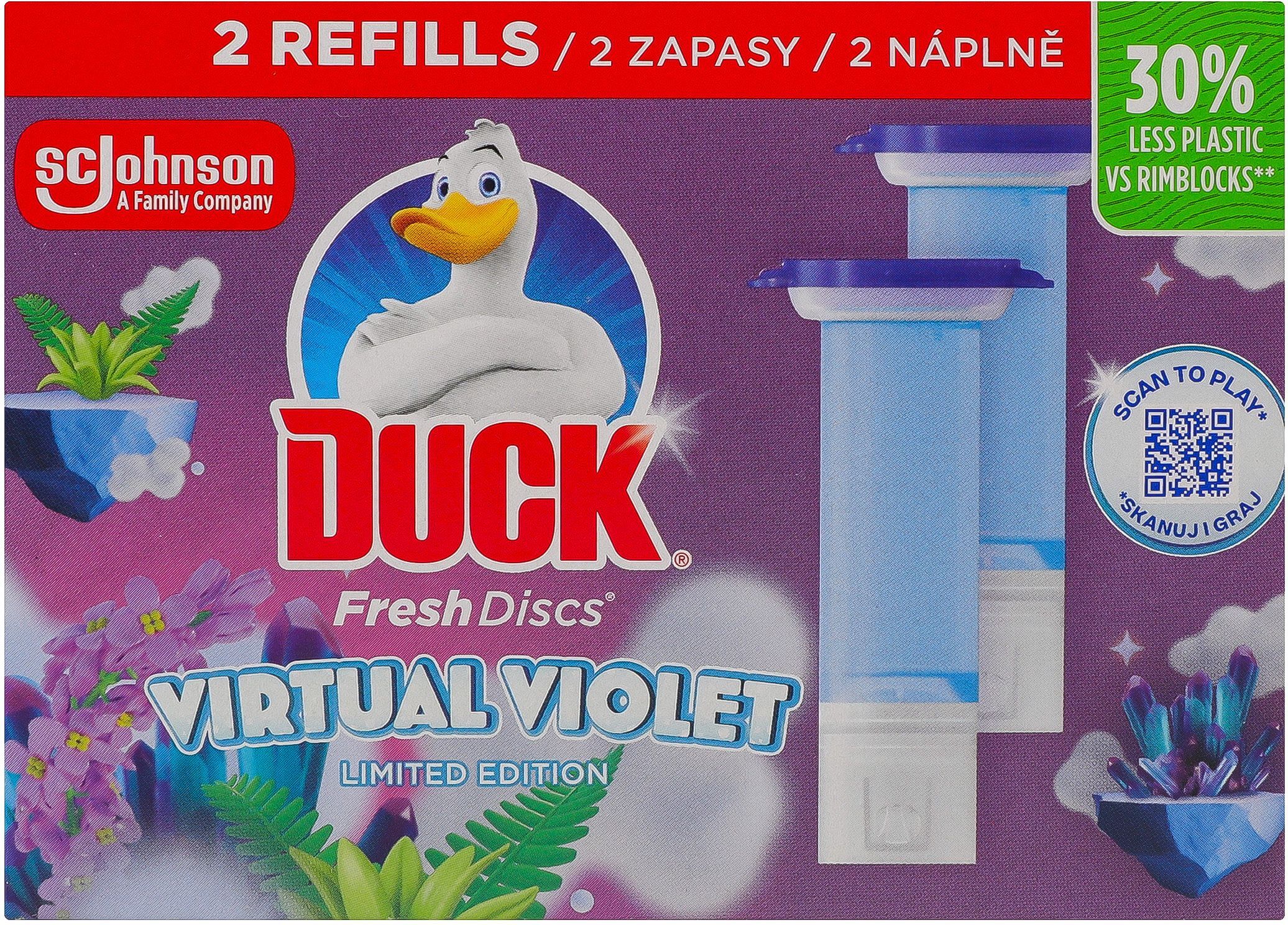 Диски чистоти для унітазу Duck Virtual Violet змінний блок 2 штфото2