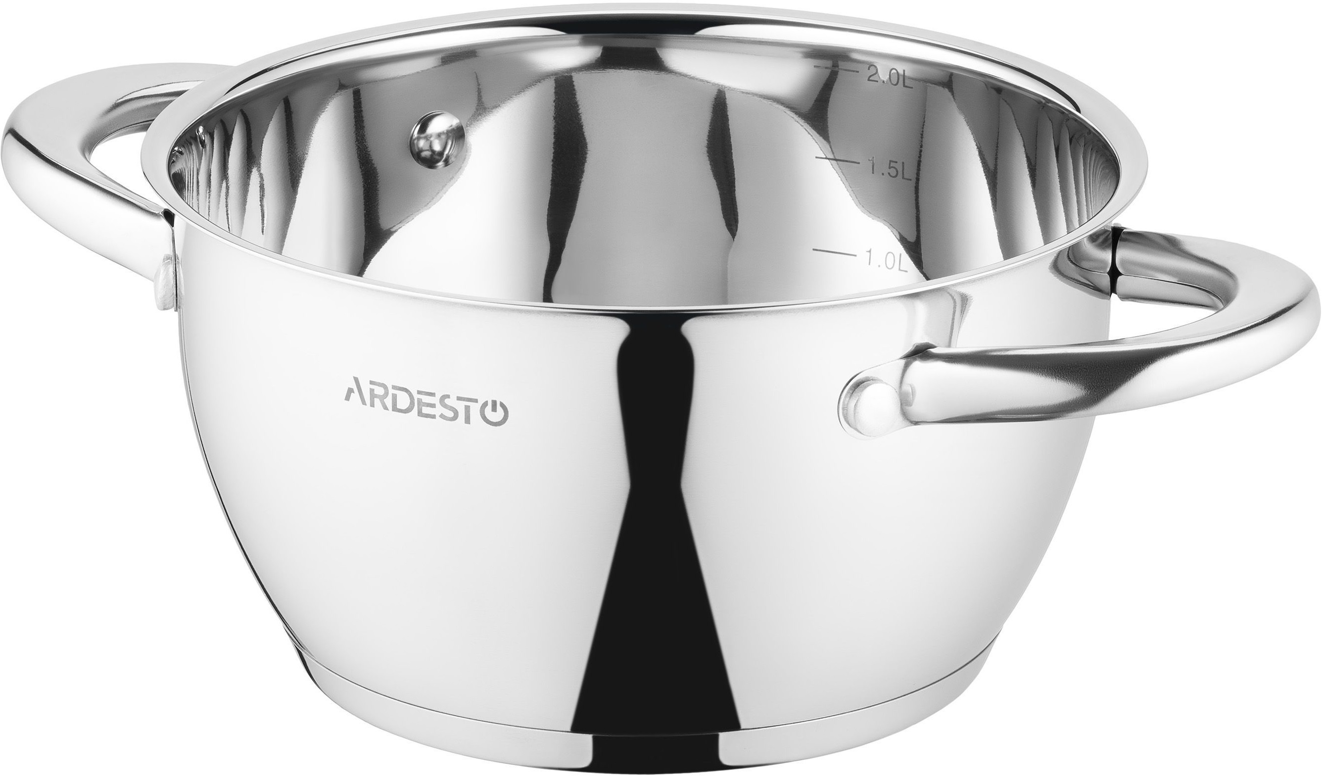 Кастрюля со стеклянной крышкой ARDESTO Gemini Lucca, 2.3л, нержавеющая сталь (AR4323LC) фото 