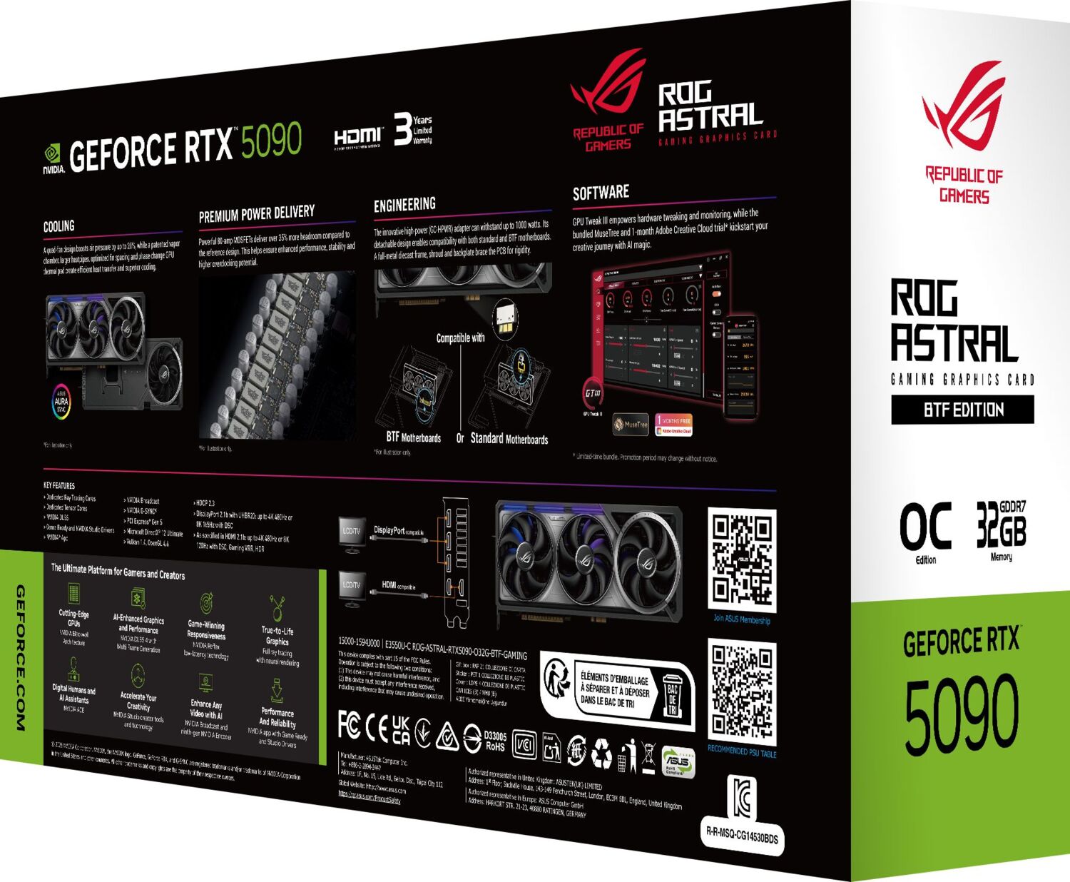 Видеокарта ASUS ROG Astral GeForce RTX 5090 32GB GDDR7 BTF OC Edition (90YV0NF0-M0NA00) фото