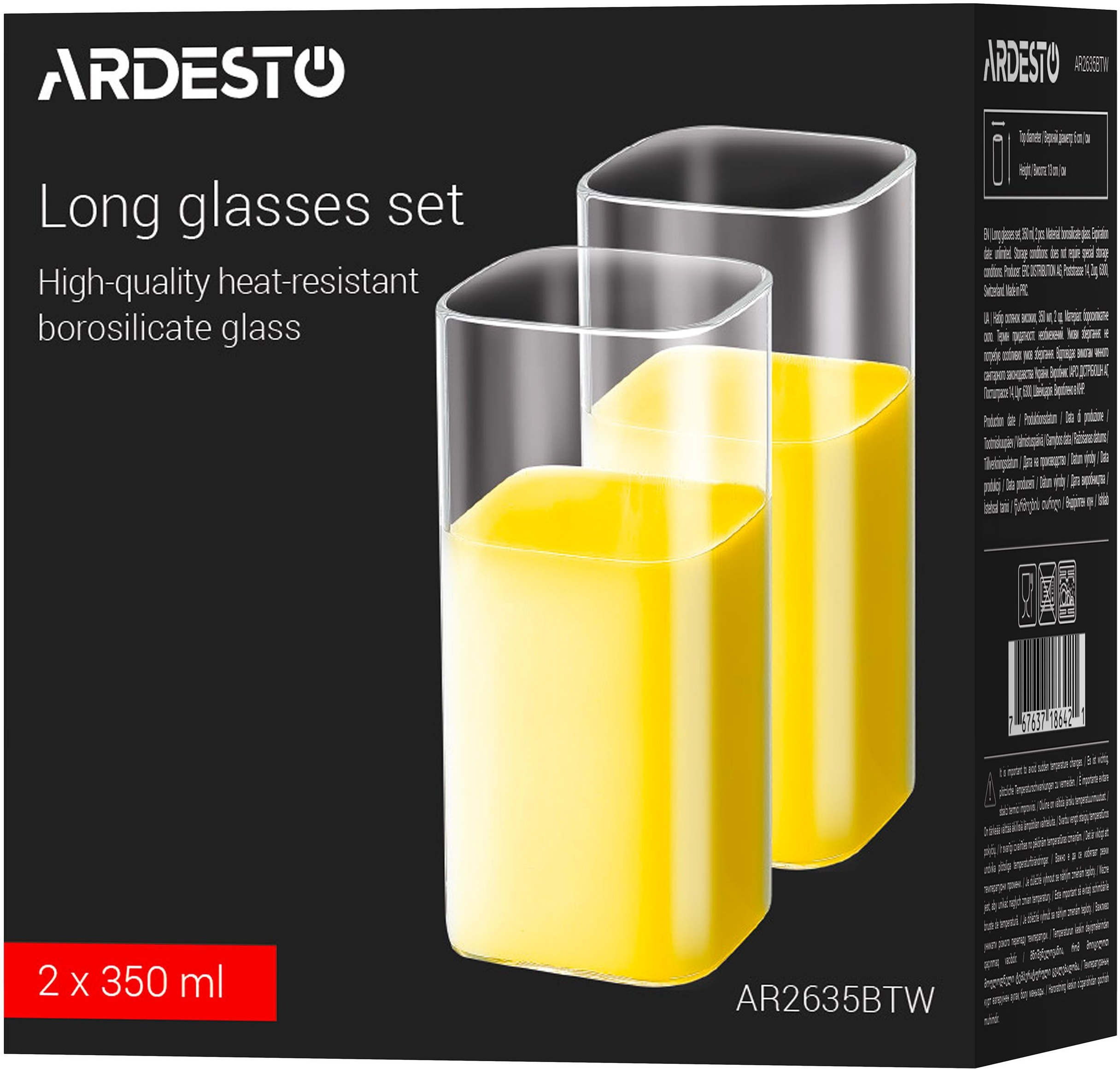 Набор стаканов ARDESTO Twins 350мл, 2шт, боросиликатное стекло, прозрачный (AR2635BTW) фото5